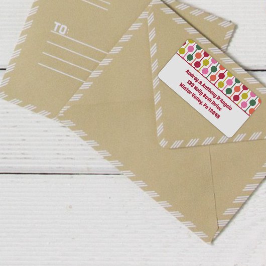 Retro kerst patroon retour adres etiket