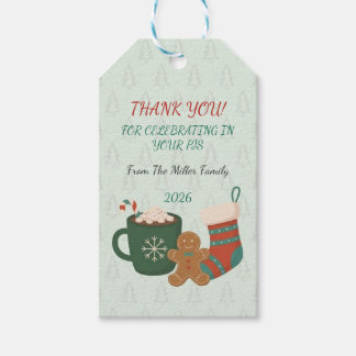Retro Kerst Pijama Feest Warme Chocolade Favor Tag Cadeaulabel