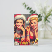 Retro Kerst Pin-ups Briefkaart (Staand voorkant)