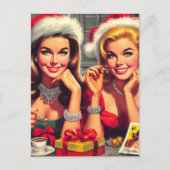 Retro Kerst Pin-ups Briefkaart (Voorkant)