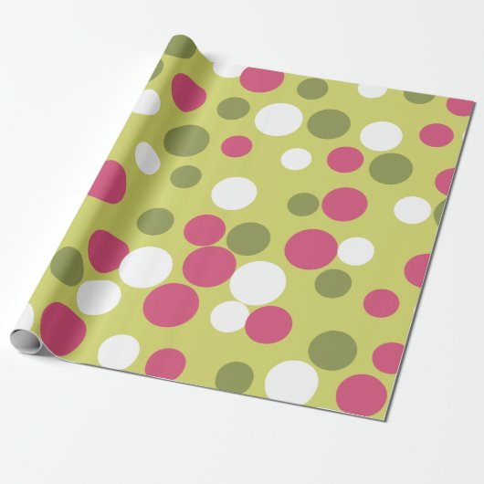 Retro Kerst Pink Lime Kerstmis Inpakpapier (Uitgerold)