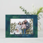Retro Kerst Plaid 2 Foto Groet Feestdagenkaart (Staand voorkant)