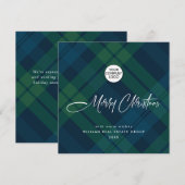 Retro Kerst Plaid Corporate Groet Feestdagenkaart (Voorkant / Achterkant)