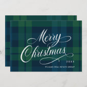 Retro Kerst Plaid Corporate Groet Feestdagenkaart (Voorkant / Achterkant)