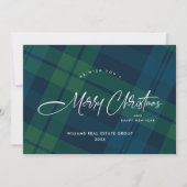 Retro Kerst Plaid Corporate Groet Feestdagenkaart (Voorkant)