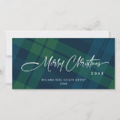 Retro Kerst Plaid Corporate Groet Feestdagenkaart (Voorkant)