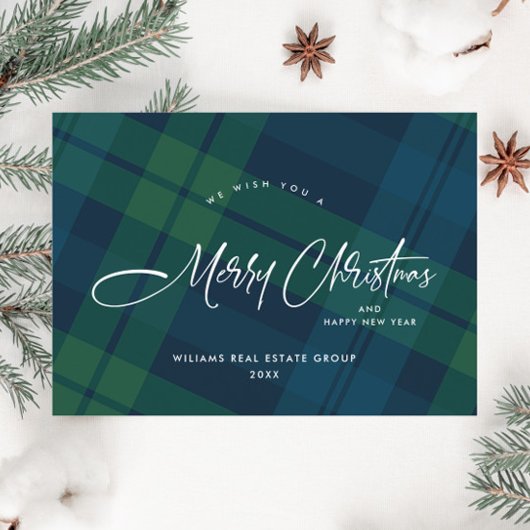 Retro Kerst Plaid Corporate Groet Feestdagenkaart