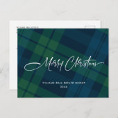 Retro Kerst Plaid Corporate Groet Vakantie Briefkaart (Voorkant / Achterkant)