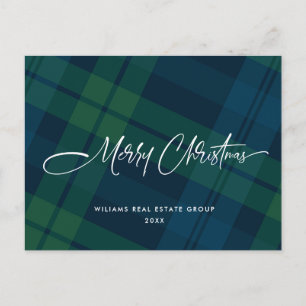 Retro Kerst Plaid Corporate Groet Vakantie Briefkaart