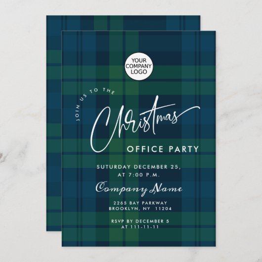 Retro Kerst Plaid Corporate Vakantie Party Kaart (Voorkant / Achterkant)