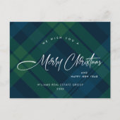 Retro Kerst Plaid Zakelijke Groet Vakantie Briefkaart (Voorkant)