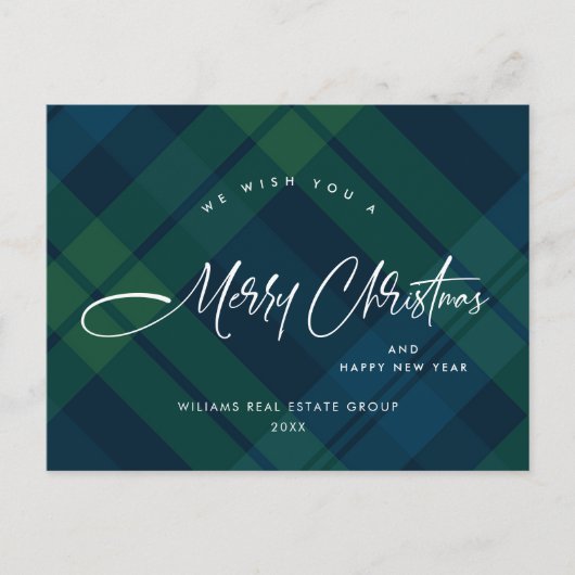 Retro Kerst Plaid Zakelijke Groet Vakantie Briefkaart (Voorkant)