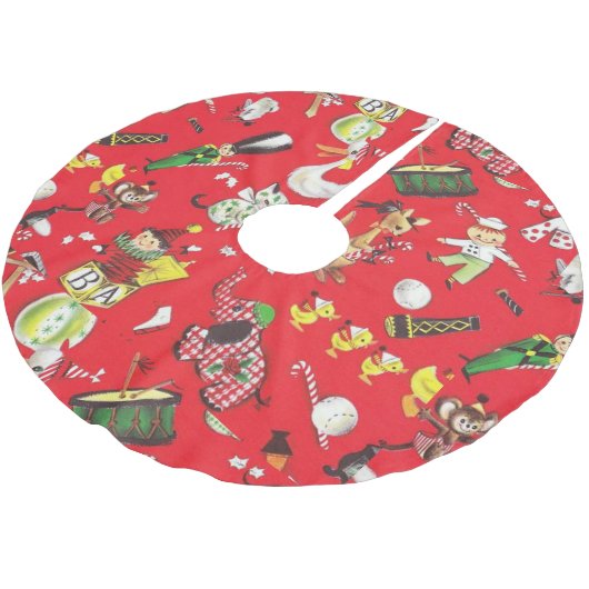 Retro Kerst Pluche Dieren Poppen Drum Kitten  Kerstboom Rok (Gekanteld)