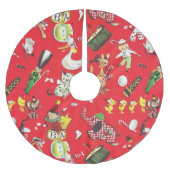 Retro Kerst Pluche Dieren Poppen Drum Kitten  Kerstboom Rok (Voorkant)