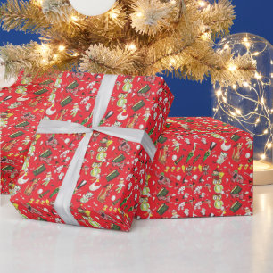 Retro Kerst Pluche Dieren Poppen Trommel Bal Cadeaupapier