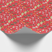 Retro Kerst Pluche Dieren Poppen Trommel Bal Cadeaupapier (Hoek)