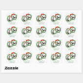Retro kerst  poedels retouradres vierkante sticker (Vel)