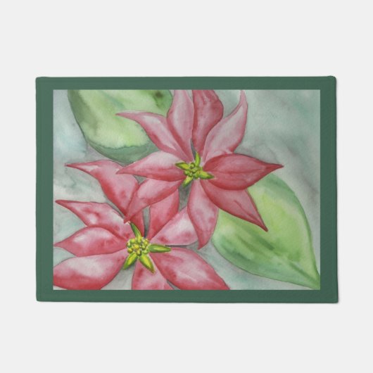 Retro Kerst Poinsettia's deurmat (Voorkant)