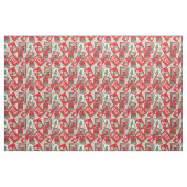 Retro Kerst Postzegel Collage Stof (Fat Quarter)