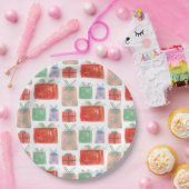 Retro Kerst presenteert illustratiepapier Borden Papieren Bordje (Feest)