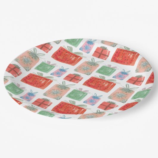 Retro Kerst presenteert illustratiepapier Borden Papieren Bordje (Gekanteld)