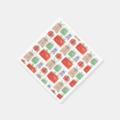 Retro Kerst Presents Illustratie Servetten (Hoek)