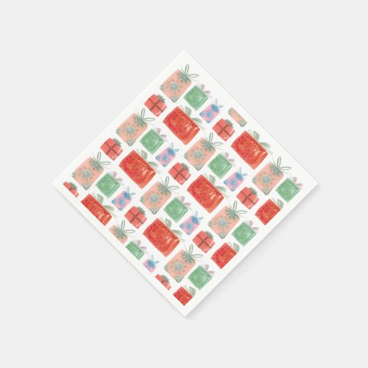 Retro Kerst Presents Illustratie Servetten (Hoek)