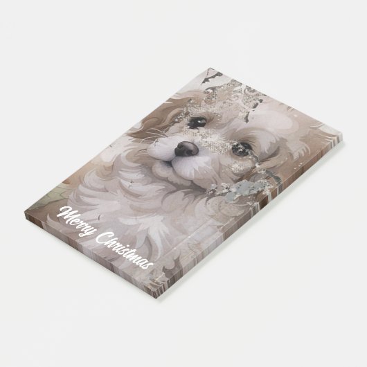 Retro Kerst Puppy Post-it® Notes (Schuin)