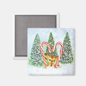 Retro Kerst Ree Magneet (Voorkant / Achterkant)