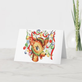  Retro Kerst Rendier Confetti Feestdagen Kaart