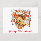 Retro Kerst Rendier Confetti Feestdagenkaart (Voorkant)