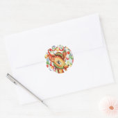 Retro Kerst Rendier Confetti Ronde Sticker (Envelop)