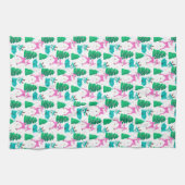 Retro Kerst Rendier op Wit Theedoek (Horizontaal)