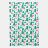 Retro Kerst Rendier op Wit Theedoek (Verticaal)