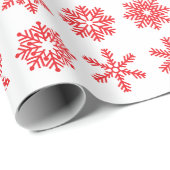 Retro Kerst Rode Sneeuwvlokken  Cadeaupapier (Rol Hoek)