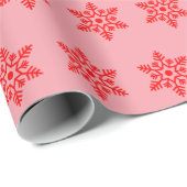 Retro Kerst Rode Sneeuwvlokken  Cadeaupapier (Rol Hoek)