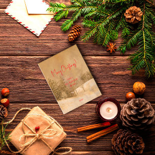 Retro Kerst rode typografie Briefkaart