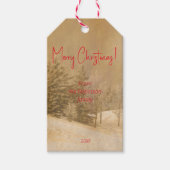 Retro Kerst rode typografie foto Gift Label Cadeaulabel (Voorkant)