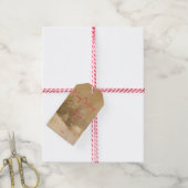 Retro Kerst rode typografie foto Gift Label Cadeaulabel (Met Touw)