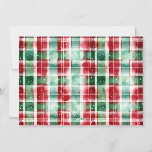 Retro Kerst Rood en Groen Geplakt Familiefoto Feestdagenkaart (Achterkant)