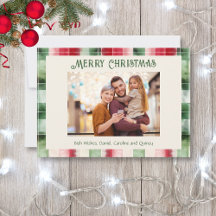 Retro Kerst Rood en Groen Geplakt Familiefoto