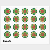 Retro Kerst Rood Groen Gestileerde Cirkel Stickers (Vel)