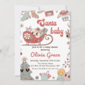 Retro Kerst Santa Baby shower Uitnodiging (Voorkant)
