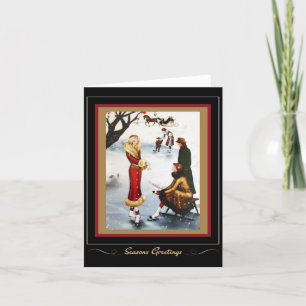  Retro Kerst Schaatsen jaren 1920 Kaart