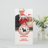 Retro Kerst Schotse Terriër Hond Custom Foto Feestdagenkaart (Staand voorkant)