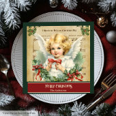 Retro Kerst Servetten Monogram Engel Tafel Gift