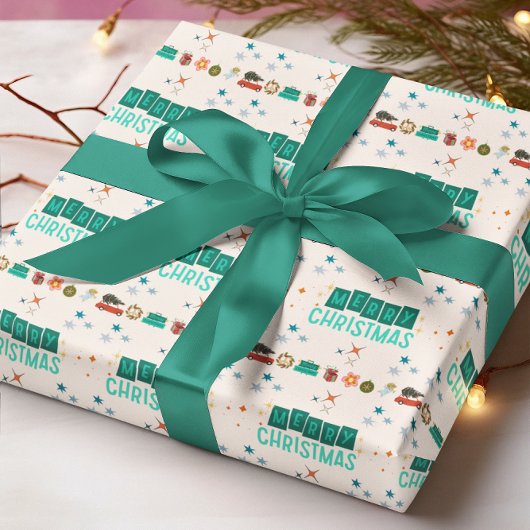 Retro Kerst Set van 3 Inpakpapier