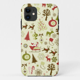 Retro Kerst Sketch Naadloos Patroon iPhone 11 Hoesje