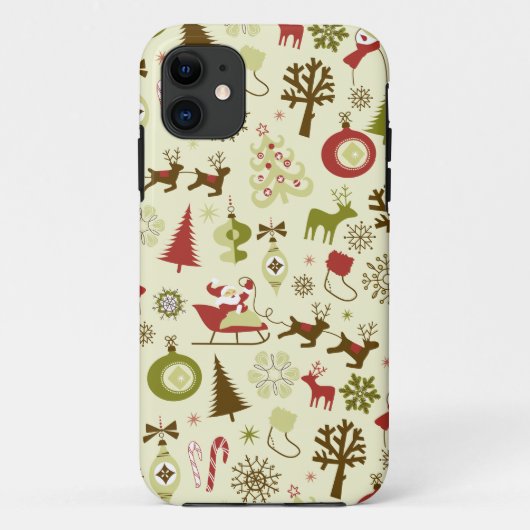 Retro Kerst Sketch Naadloos Patroon Case-Mate iPhone Case (Achterkant)
