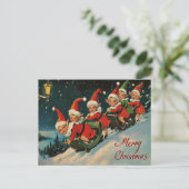  Retro Kerst: Sleedelven Feestdagenkaart (Staand voorkant)